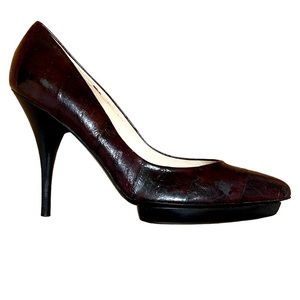 Oscar De La Renta Burgundy And Black Brushstroke Platforms Women’s Size 38